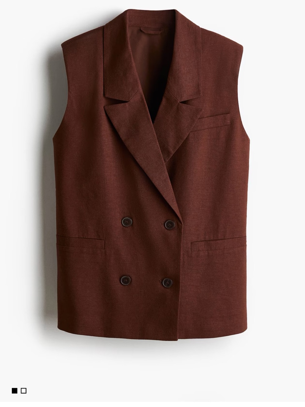 H&M Oversized Linen-Blend Vest in Deep Brown